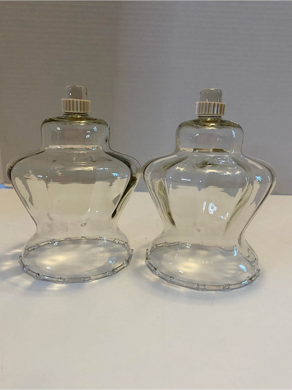 Home Interior Votive Globe Peg Candle Holder Clear Fluted Ruffled Edges Set Of 2